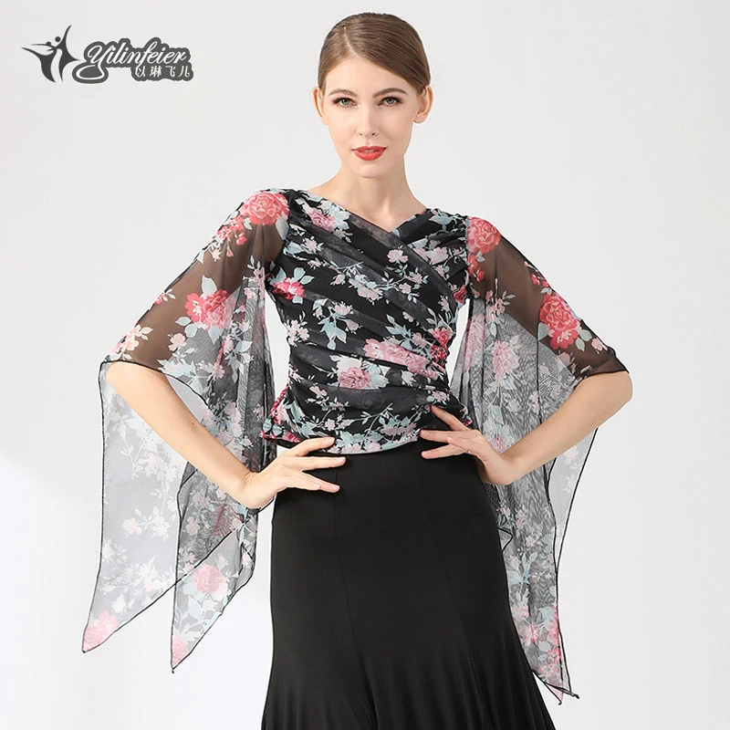 

Adult Modern National Standard Dance Top Social Elegant Sleeves New Style Wear For Girls Festival Clothing