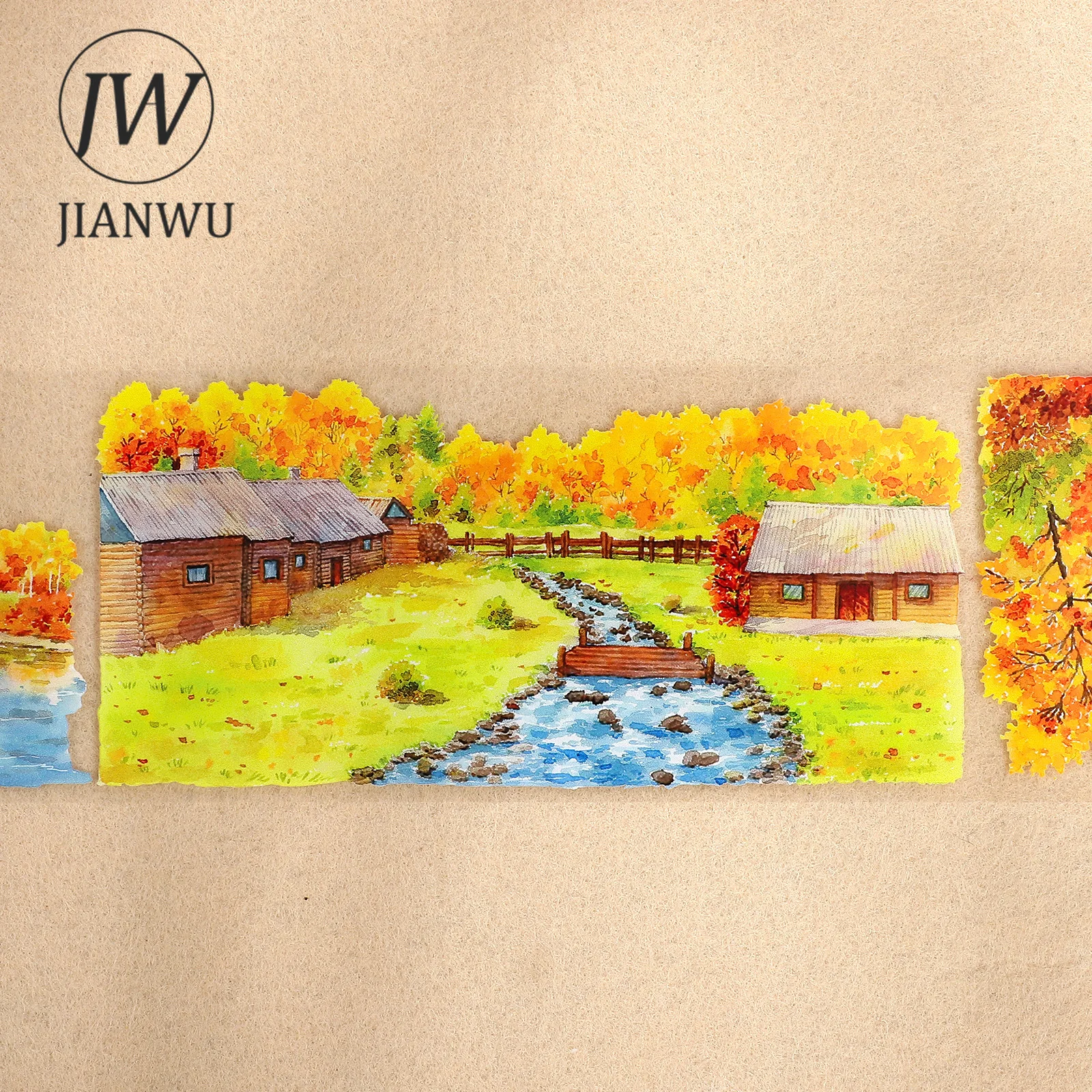 JIANWU 70mm*5m 알타이 시리즈의 가을 빈티지 나무밭 풍경 소재 콜라주 PET 테이프 창의적인 DIY 저널 문구류