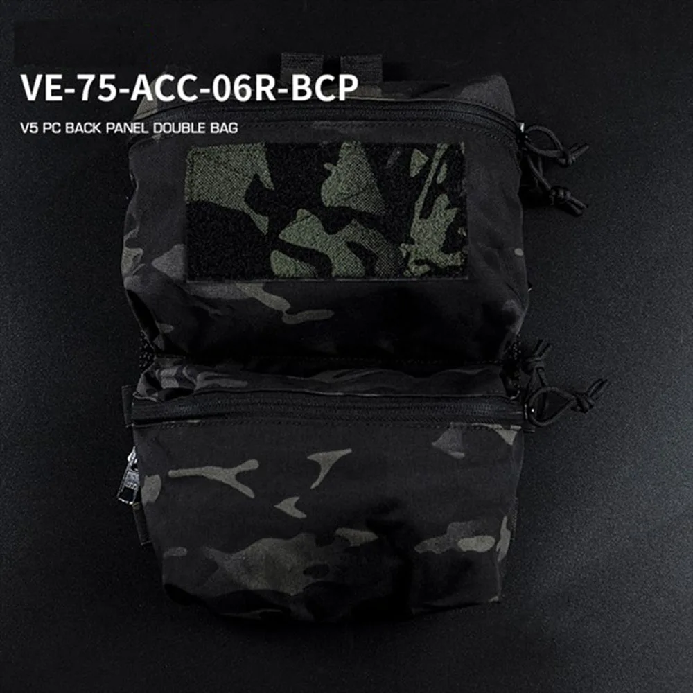Tactical FCPC V5 Plate Carrier Back Panel Double Bag General Purpose Pockets Vest Accessories Sundries Pouch