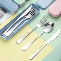 Portable Stainless Steel Cutlery Suit with Storage Box Chopstick Fork Spoon Knife Travel Tableware Set Camping Cutlery 2