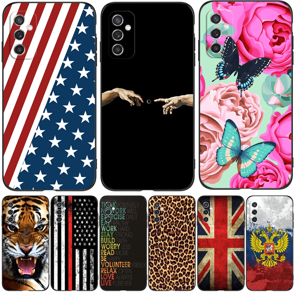 Per Samsung M52 5G Cover Posteriore Per Samsung Galaxy M52 5G Galaxym52 M 52 M526 Custodia In Tpu Nero Da 6.7 Pollici Uk Usa Flag Skull Wolf