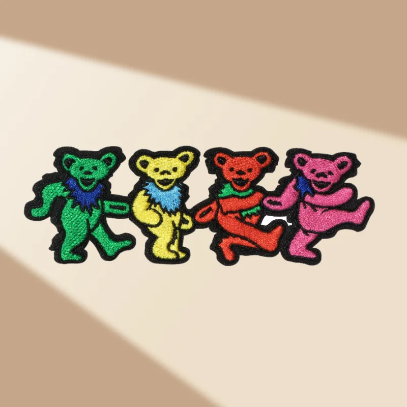 Grateful Dead Bear Embroidered Patch Dancing Bear Iron On Appliqué DS-337 - Foto 2