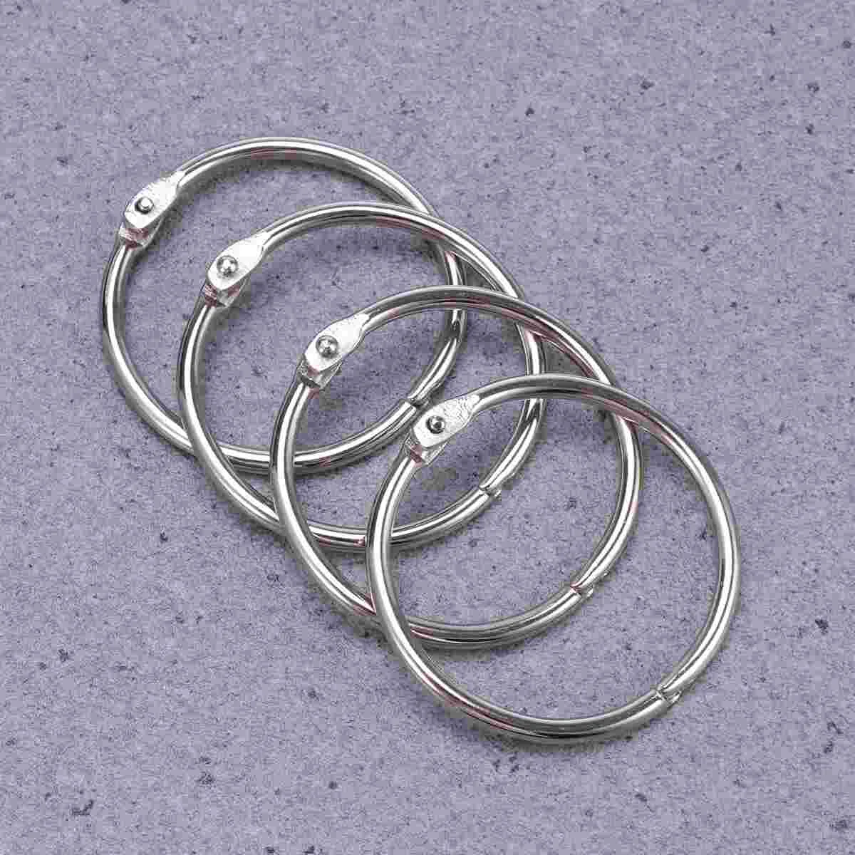 10Pcs Silver Metal Loose Leaf Binder Rings Book Rings Keychain Flash Cards Holder Scrapbook Clip Photo File Office