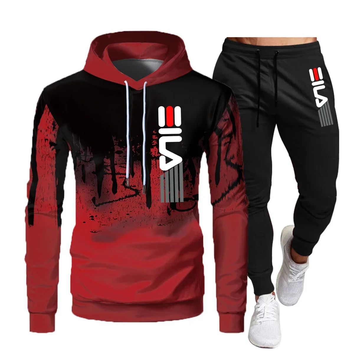 thumbnail image 1 of Traje con capucha de marca de alta calidad para otoño e invierno, Sudadera con capucha de moda de ocio para hombre, pantalones de marca, traje informal para correr, ropa deportiva, sudadera, 1 of 5