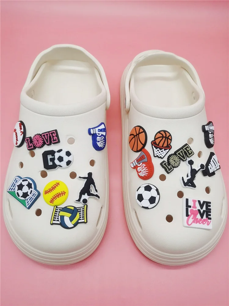Design Football Sports Shoes Charms Decorations Funny PVC