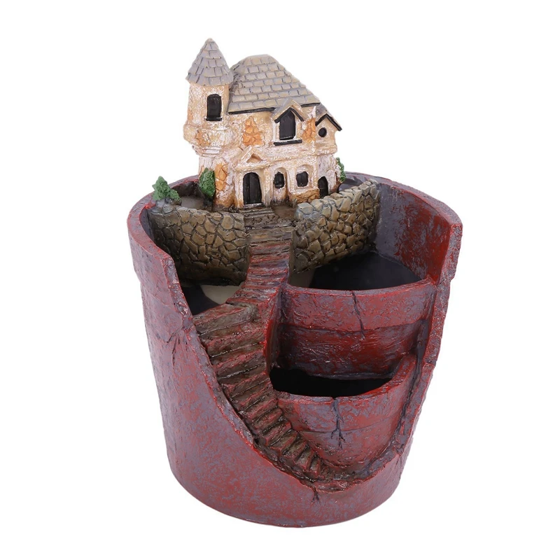 

Мини-цветочный горшок из смолы для трав, кактусов, суккулентов, семейный садовый микро-ландшафтный декор, 2 шт.