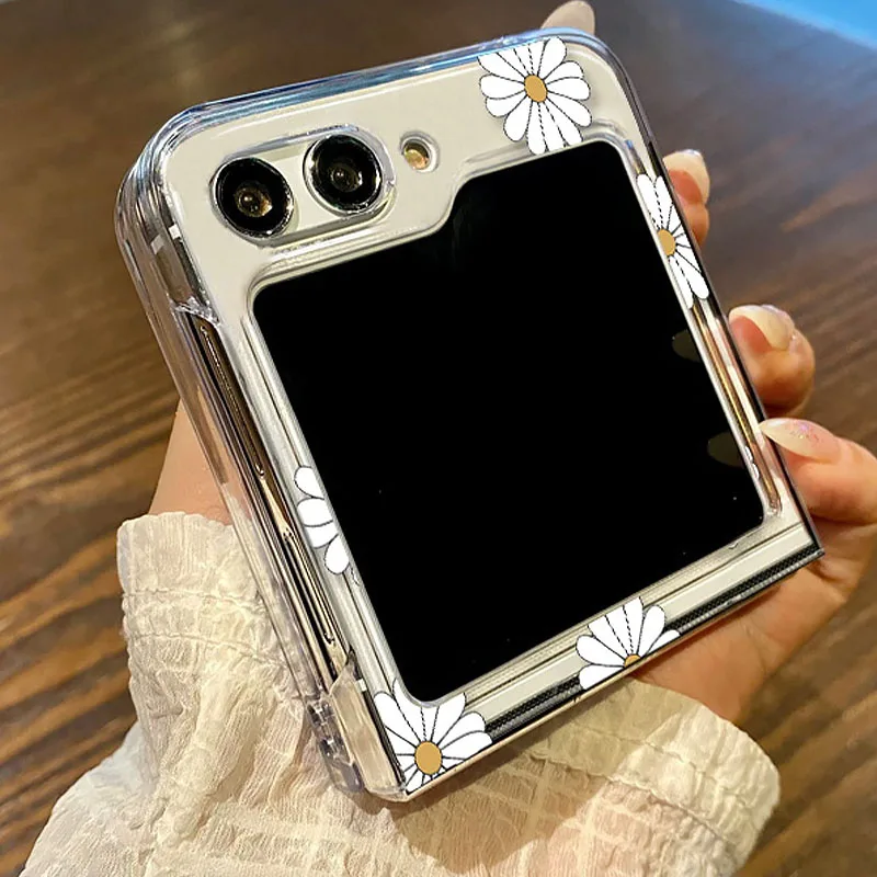 Floral Transparent Hard Cover - Flower Pattern Folding Clear Case