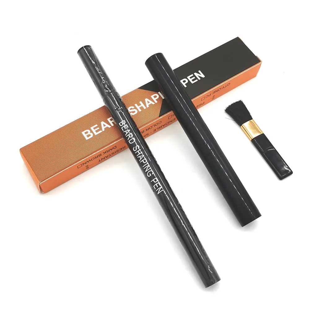 1set Beard Filling Pen Kit Four Prong Beard Filler Pencil With Thickening Powder Male Moustache Repair Coloring Pen