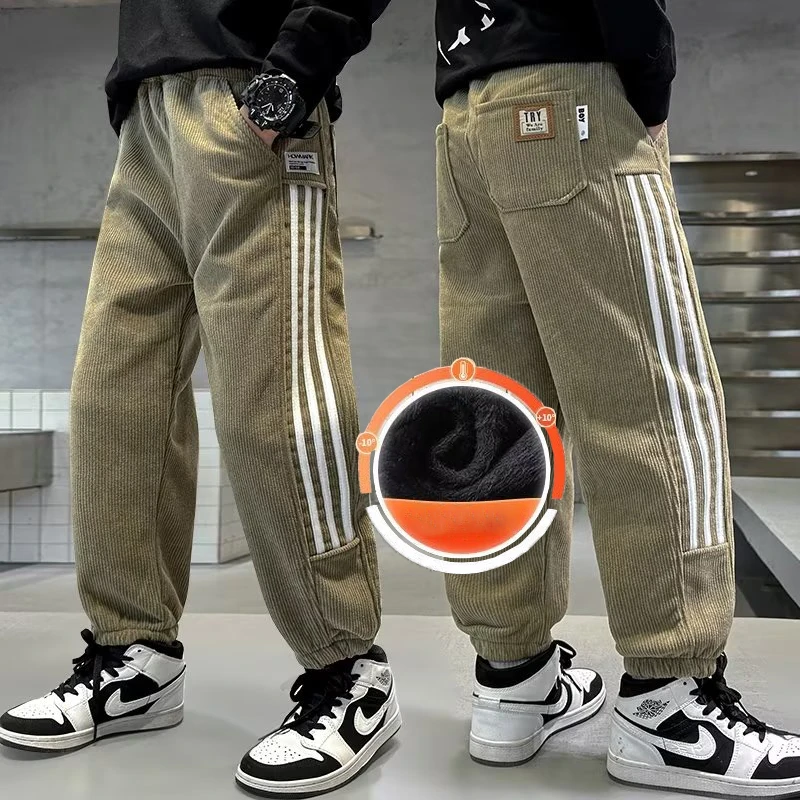 

Boys' Pants Spring And Autumn New Plush Children's Workwear Pants, Large Children's Clothing, Handsome Casual Pants