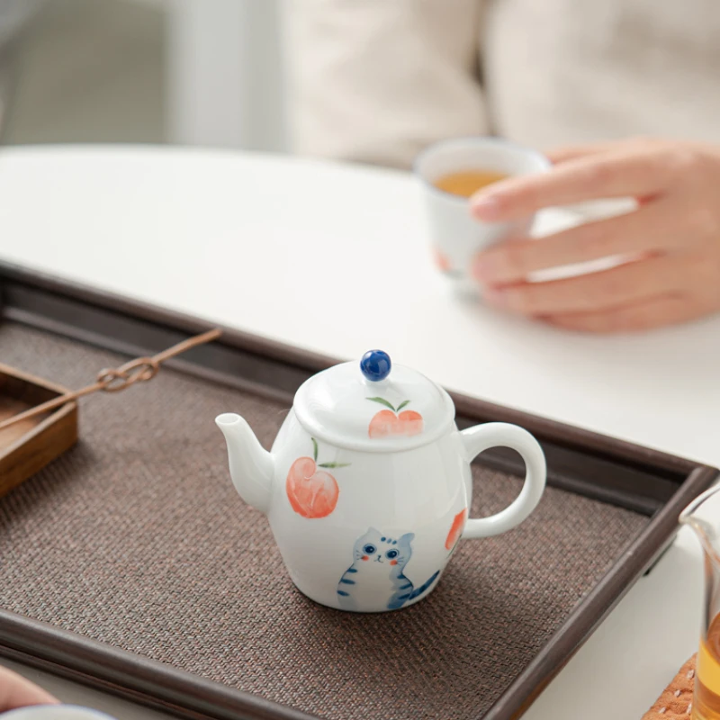 Hand-Painted Cat Teapot Single Tea Making Little Teapot Ceramic Cute Small  Chinese Kung Fu Loop-Handled Teapot Tea Kettle - AliExpress