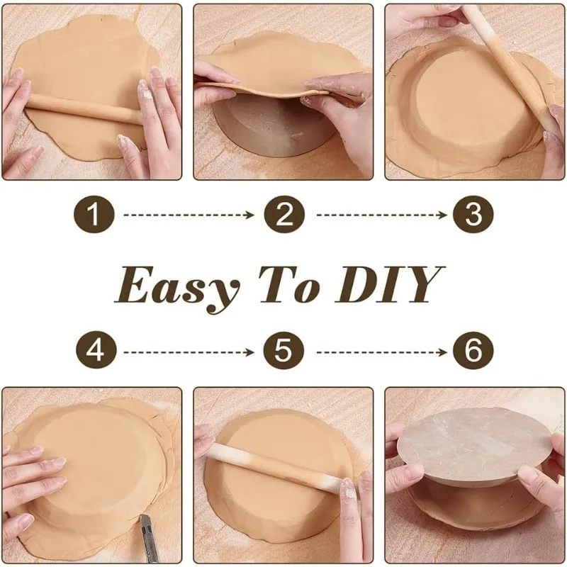 6Pcs 6 Styles Pottery Mould Pottery Tools and Supplies Ceramic Mould for Clay Hand Building Dish Plate Press for DIY Dish