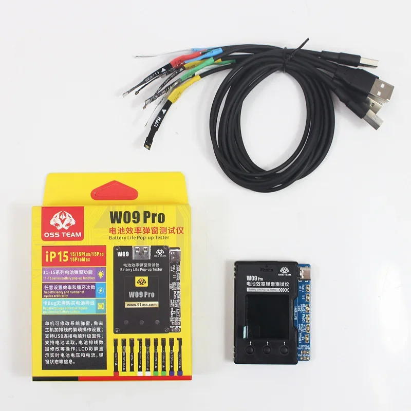 OSS W09 Pro 아이폰 11-15PM 배터리 프로그래머 도구, 배터리 상태 및 사이클 수량 수정, 팝업 제거, 수리 도구
