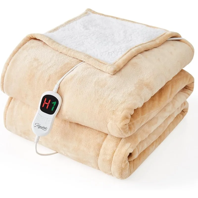 Electric Heated Blanket Twin-62"x84" Heating Bed Blankets Throw with 10 Heating Levels 8 Hours Auto Off Fast