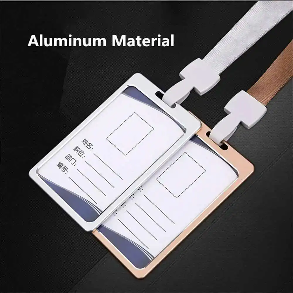 Metal Vertical And Horizontal Work Id Badge Card Holder Name Tags School Pass Card Holder With Neck Lanyard