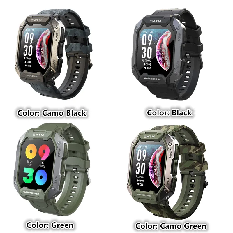 

C20 Military Smart Watch Men Ultra Army Outdoor IP68 5ATM Waterproof GPS Heart Rate Blood Oxygen Satm Three Proofings Smartwatch