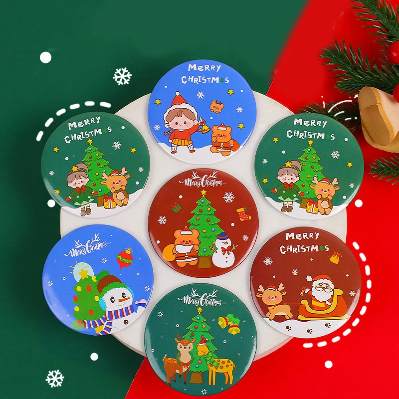 

1Pcs Creative Christmas Snowman, Santa Claus Cosmetic Mirror / Sweet Women Children Makeup Pocket Mini Portable / Party Gift