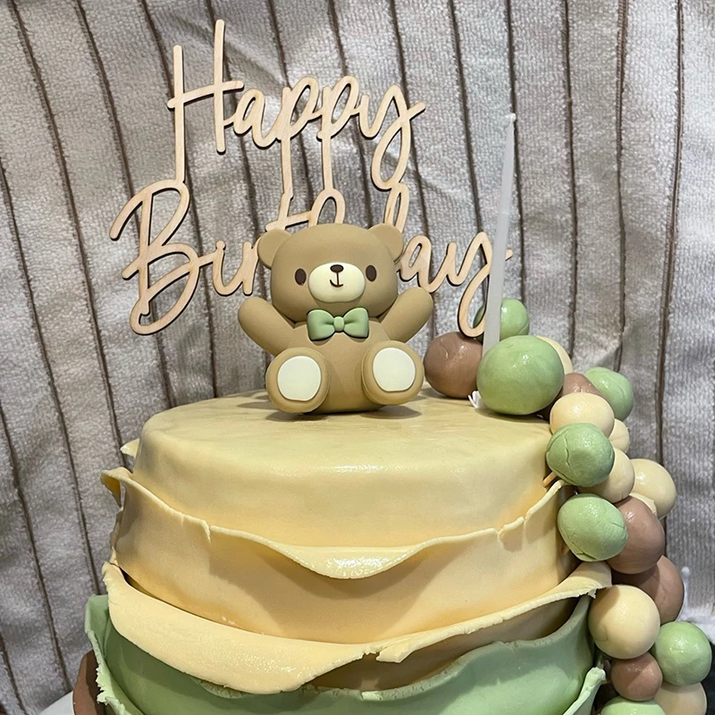 Topper Per Torta Baby Shower Con Orsetti In Argilla Polimerica Rosa E Blu - 2 Orsi + 17 Sfere