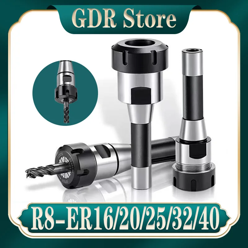 GDR R8 ER Werkzeughalter R8 ER16 ER20 ER25 ER32 ER40 M12 Spannzangenhalter Werkzeughalter R8 M12 7/16 Werkzeughalterhalterung Werkzeugspannzange