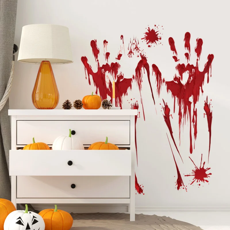 Halloween bloody handprints Signs Halloween Props Party Outdoor Garden Decor