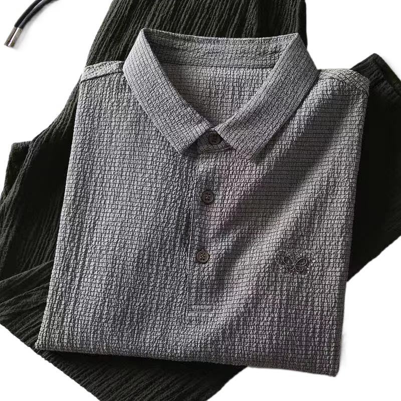 

Clothes for men Summer Casual Simple Printed Embroidered Set Short-sleeved Trousers Thin Breathable Fashion Two-piece Set