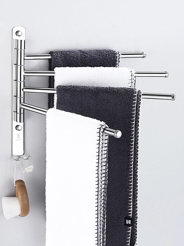 Wyj Stainless Steel Movable Towel Bar Bathroom Bathroom Bathroom Pendant Double Bar Three Bar Four expandable double towel hanger over cabinet cupboard doors stainless steel bath towel bar