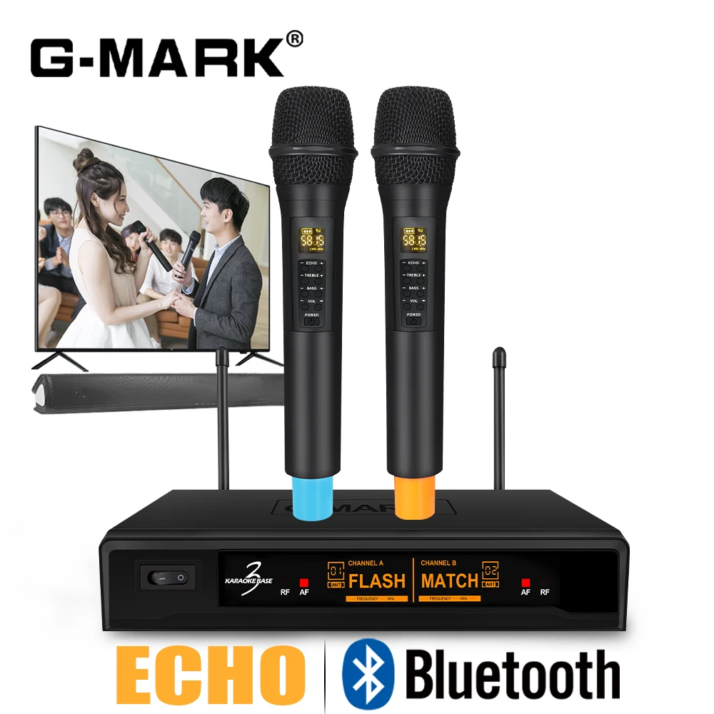 BluetoothワイヤレスマイクG MARKベース3プロフェッショナルuhfダイナミックマイクechoサウンドバースピーカーカラオケライブ