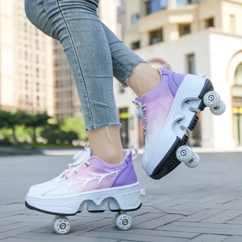 JTKDL Chaussures De Skate À roulettes Chaussures roulettes Roue De Sport  Fille Et Garçon Entraînement Roller Skate Chaussures avec roulettes Doubles