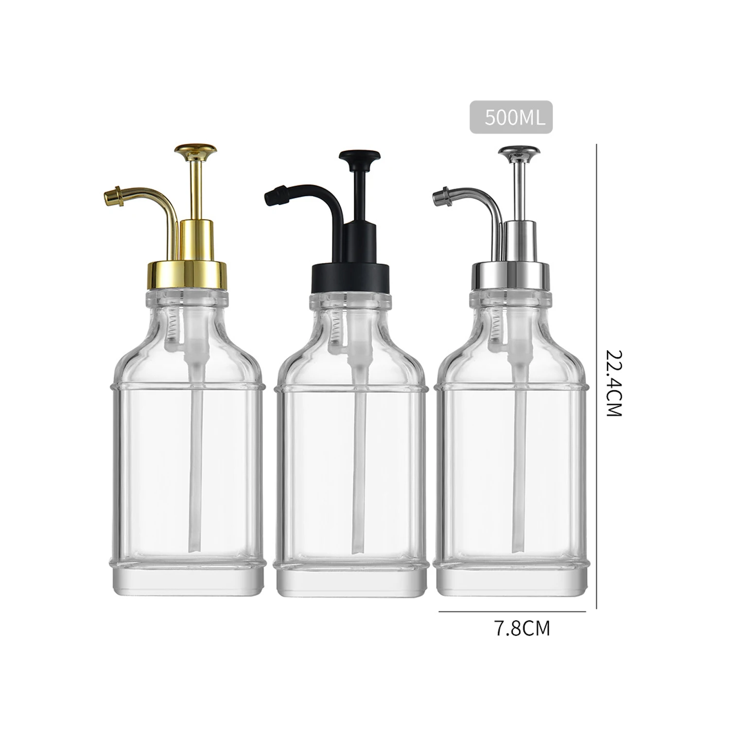 2pcs Soap Pump Dispenser Glass Bottle Bathroom Gel Liquid and Shampoo Dispenser Square Glass Bottles with Pumps Soap Container 4