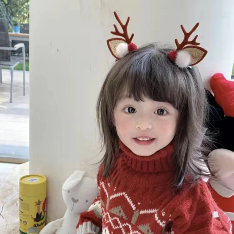 

2023 2pcs/Set Kawaii Christmas Elk Ear Hair Clip Women Girl Santa Snowman Hairpin Xmas Party Barrettes For Kids Cosplay Headwear