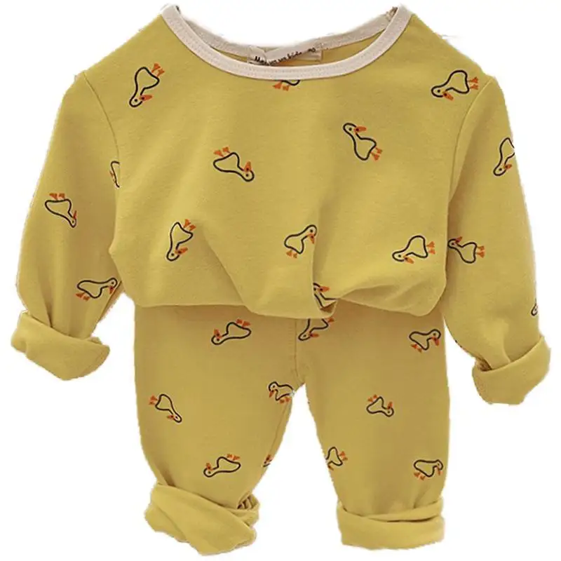 Kids Clothes Set Baby Girl Clothing Set Korean Spring Autumn Children Cotton Floral Home Clothing Underwear