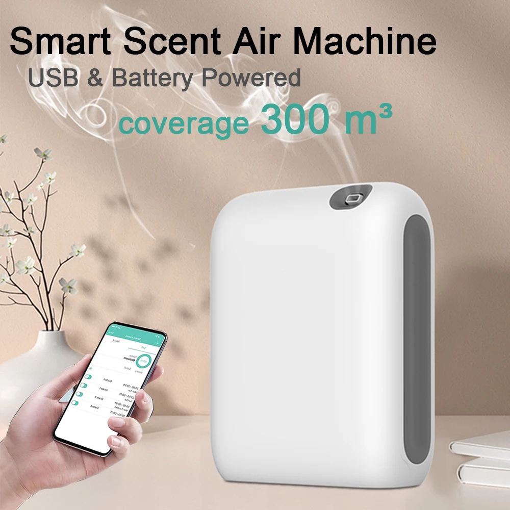 

Aroma Diffuser Smart Scent Air Machine With Cold Air Nebulizing Waterless Essential Oil Diffuser With USB & Battery Powered