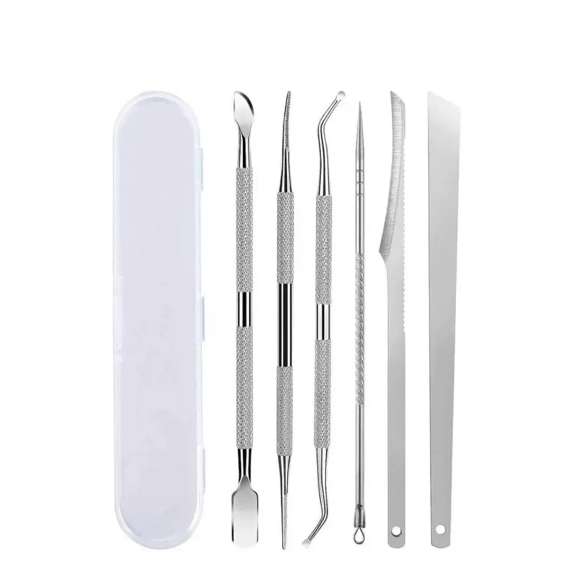 Manicure pedicure tool set 6pcs Stainless Steel Manicure Pedicure Knife Remove Dead Skin Calluses Thick Hard Nail Clippers Acne Needle Pick Tool Set