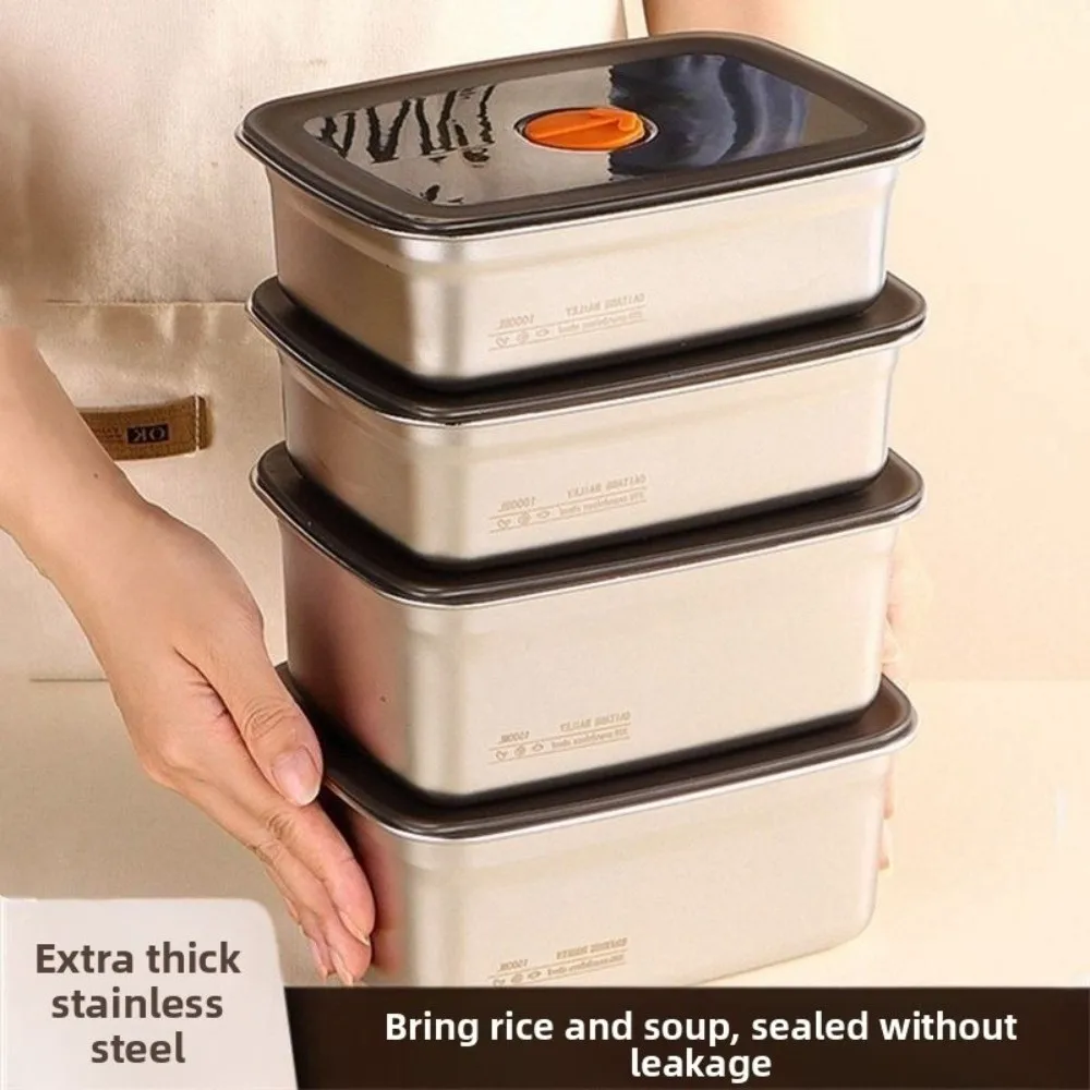 New Stainless Steel Camping Lunch Box Leak-proof Sealed Bento Box Large Capacity Refrigerator Freezer Storage Box Camp Supplies 3