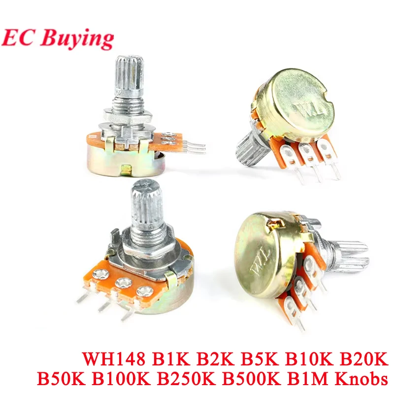 1Pc-10Pc WH148 Single Linear Potentiometer 15mm Shaft 1K 2K 5K 10K 20K ...