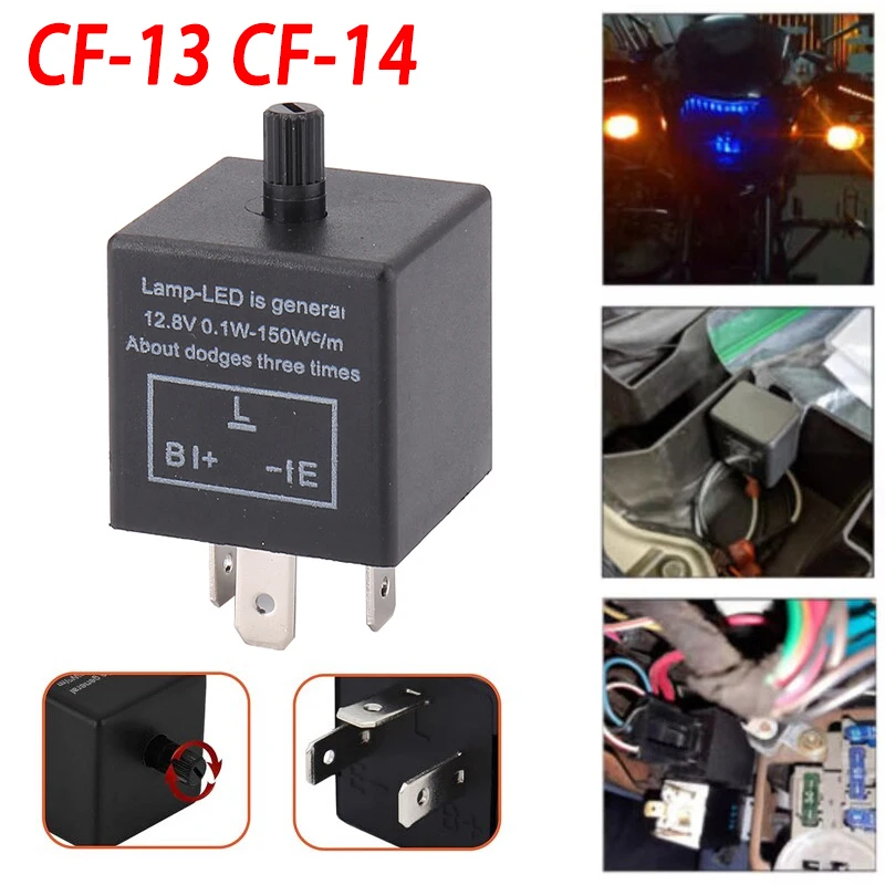 Relè Lampeggiatore LED 12V A 2 Pin Universale Per Moto - Regolabile (50-200 Lampeggi/min) - Nero - 2