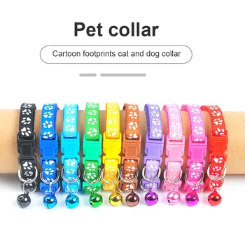 1Pc Colorful Pet Supplies Cat Dog Collar Necklace Teddy Bomei Dog Cartoon Funny Footprint Collars Adjustable Buckle Pet Supplies 2