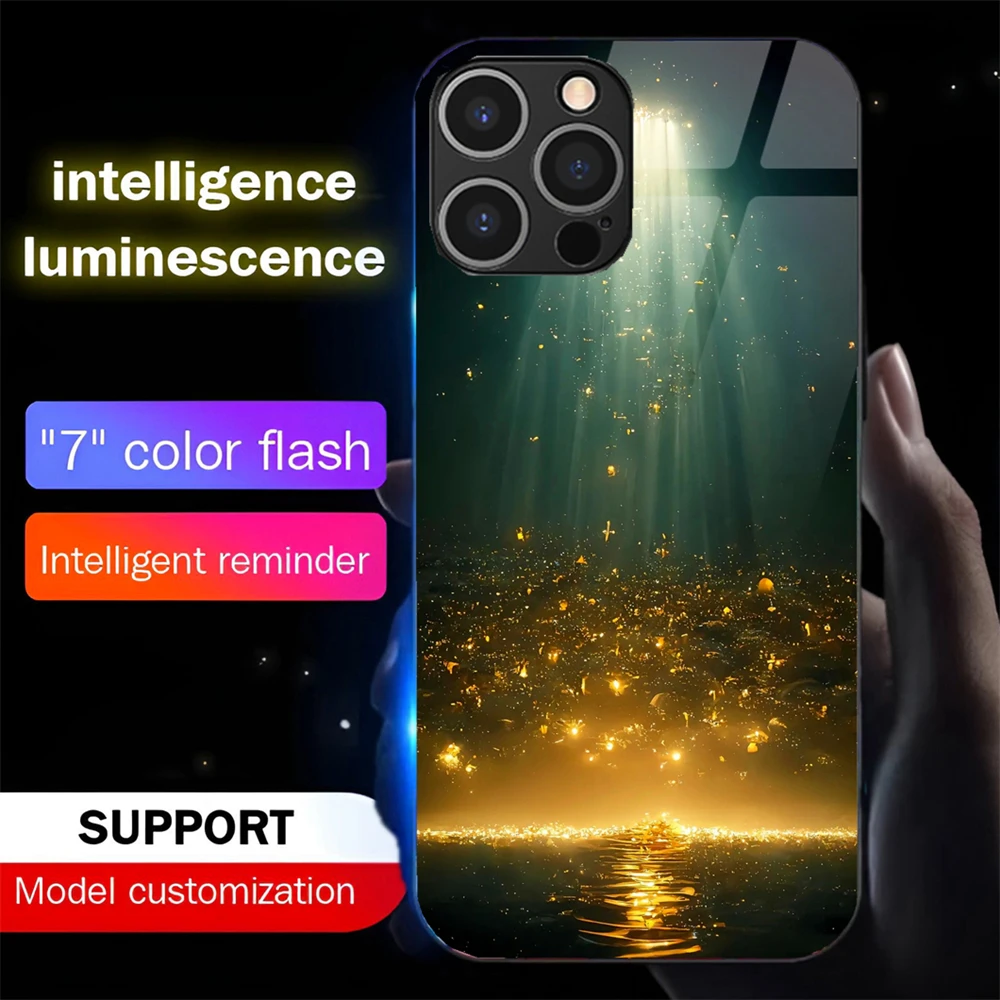 Dream Beach Leuchtende Handyhülle für Samsung S25 S24 S23 S22 S21 S20 FE Note 10 20 Plus Ultra LED-Lichtglas stoßfeste Abdeckung