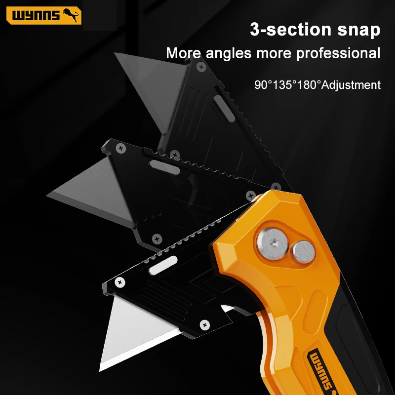 Folding Utility Knife WYNNS Heavy Duty Box Cutter Folding Utility Knife Quick Change Blades SK5 Blades Cutting Tool for Cartons Cardboard Box