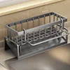 Kitchen Drill-Free Sink Organizer Multi-Use Sponge Soap Holder Draining Rack for Kitchen Countertop Storage Waterproof Shelf 5