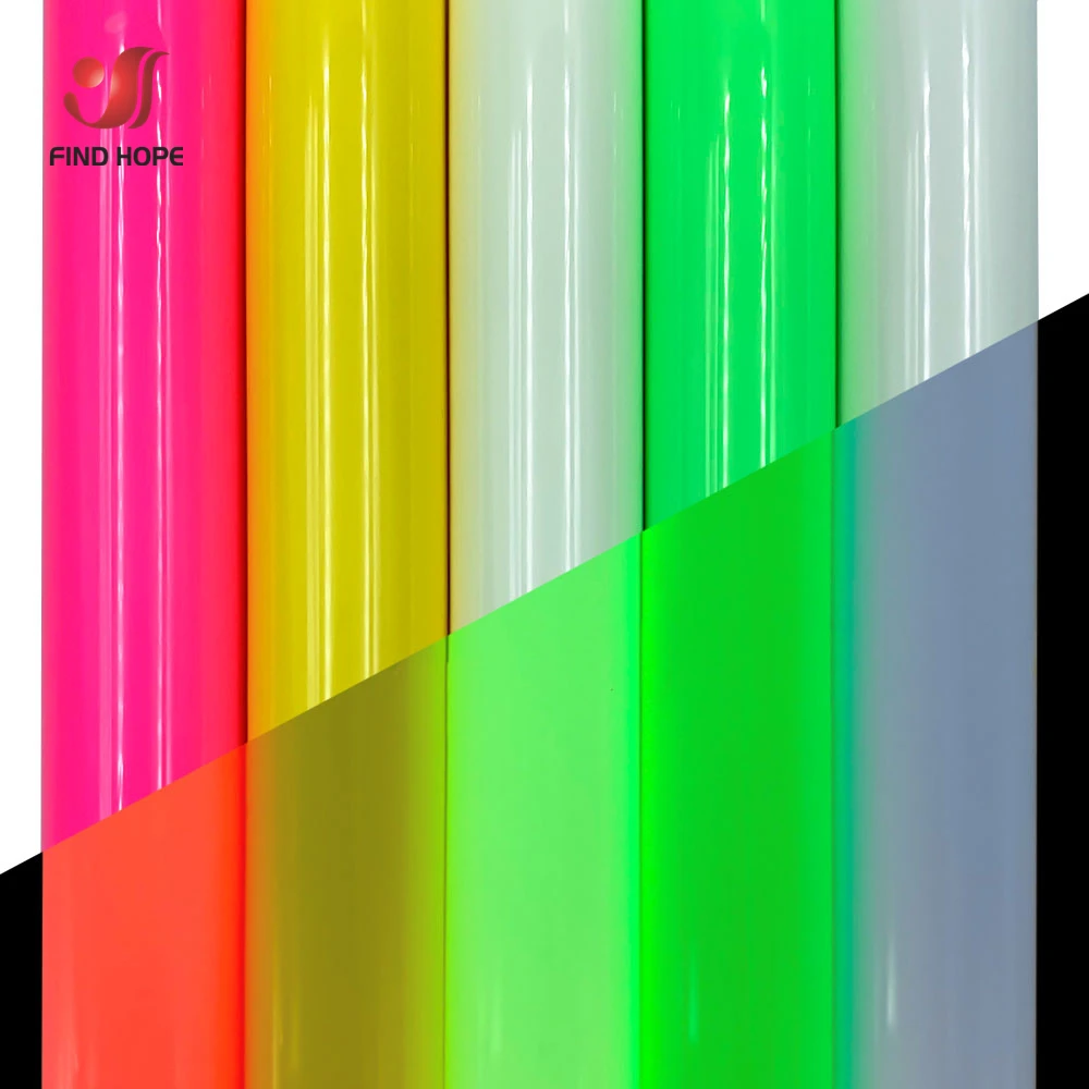 19in x 39in Fluorescent Luminous Heat Transfer Vinyl Film Iron on Tshirt Glow in Dark HTV Roll Printing Textile Decor For Cut