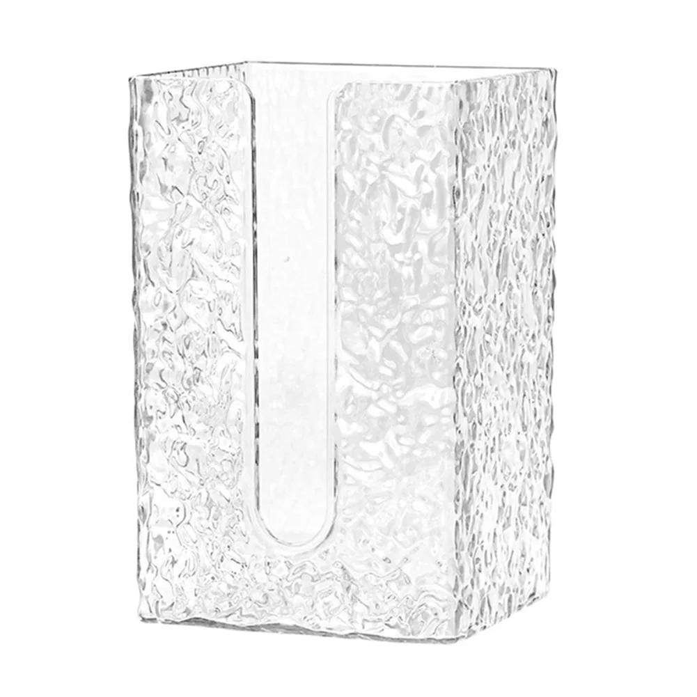 

1PCS Transparent Plastic Tissue Box Multifunctional Wall Mounted Glacier Pattern Tissue Boxes For Bathroom Kitchen Home Supplies
