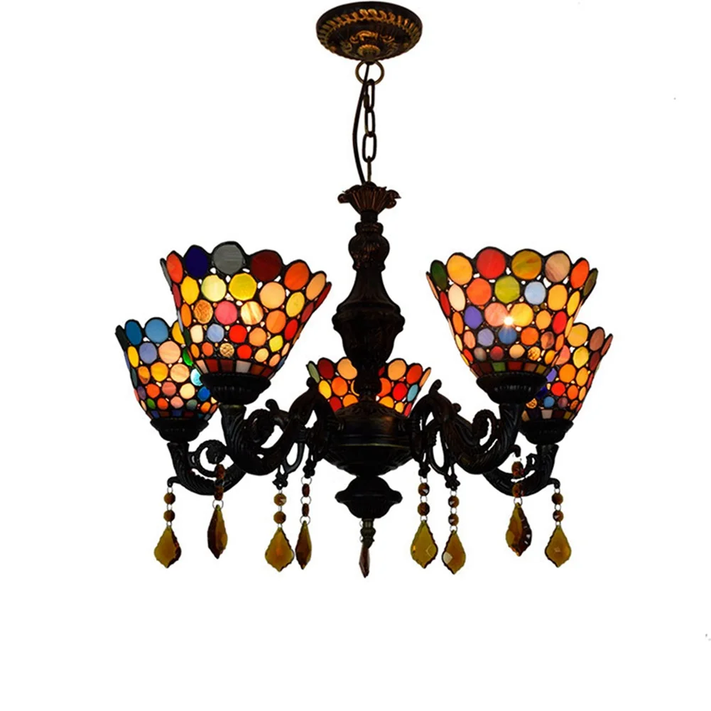 

Stained glass living room dining chandelier British classic modern Stained glass stained glass Pendant Lamp bar clubhouse