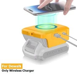 Cordless Wireless Charging Adapter for Cell Phones - Compatible with Dewalt 18V Lithium Battery