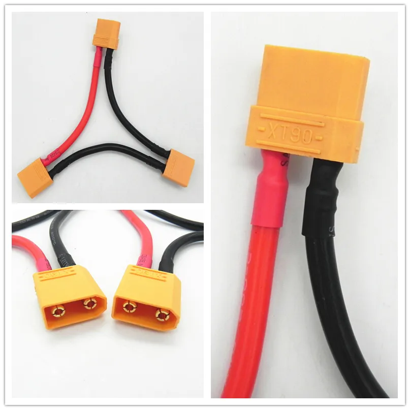 

100pcs/Lot 10CM 10AWG 12AWG XT90 XT60 Connector 1 Male to 2 Female Serial Charger Cable Connection Rc Spare Parts Accessories