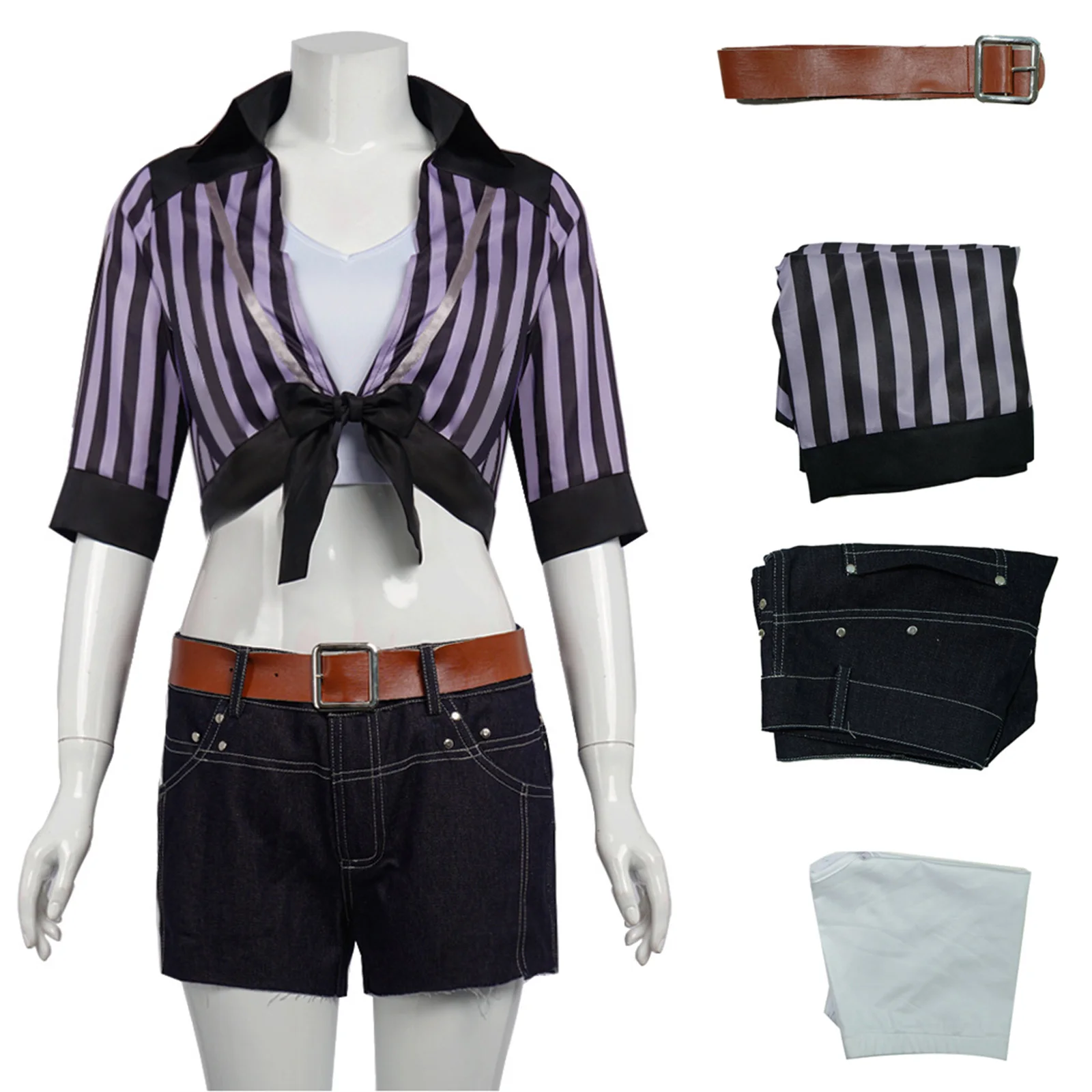 thumbnail image 1 of Disfraz de Tifa Lockhart para mujer, traje de baño, pantalones cortos, bikini, para Halloween y carnaval, 1 of 4