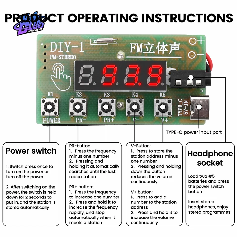 Kit électronique Radio FM 87-108 MHz à Monter Soi-même - Module RDA5807, Alimentation TDA2822, Avec/sans Boîtier
