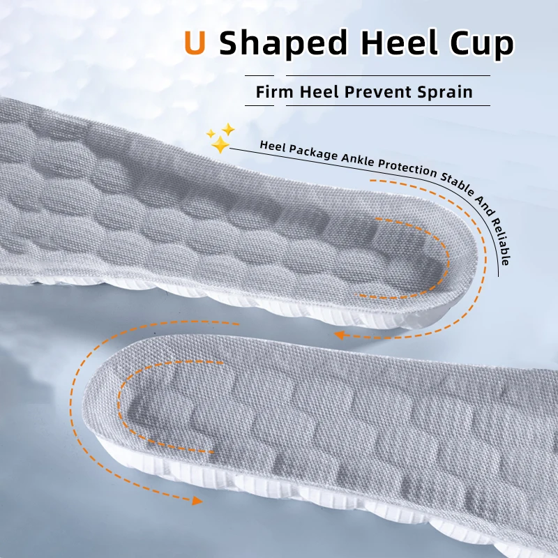 4D Orthopedic Sport Insoles Soft Breathable High-elasticity Shock Absorption Running Shoe Pad For Men Women Latex Massage Insol
