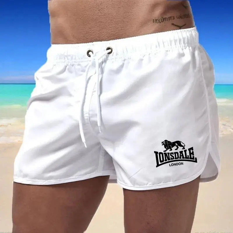 Men's Beach Shorts Lonsdale-Print Sport Running Pants Swimwear Movement Quick Dry Surf 6
