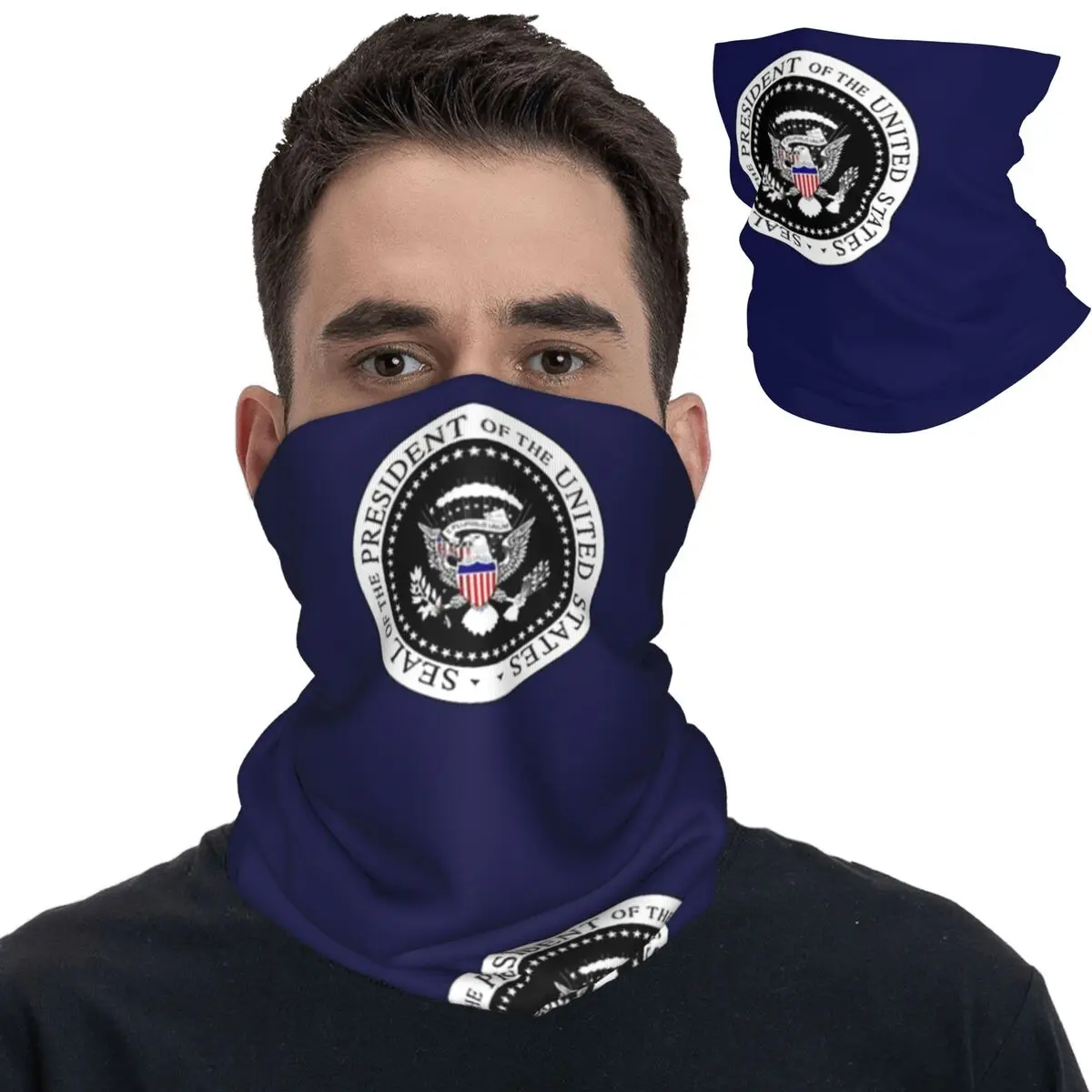 

American Presidential Seal Bandana Neck Cover Printed USA Trump Wrap Scarf Warm Headband Fishing for Men Women Breathable
