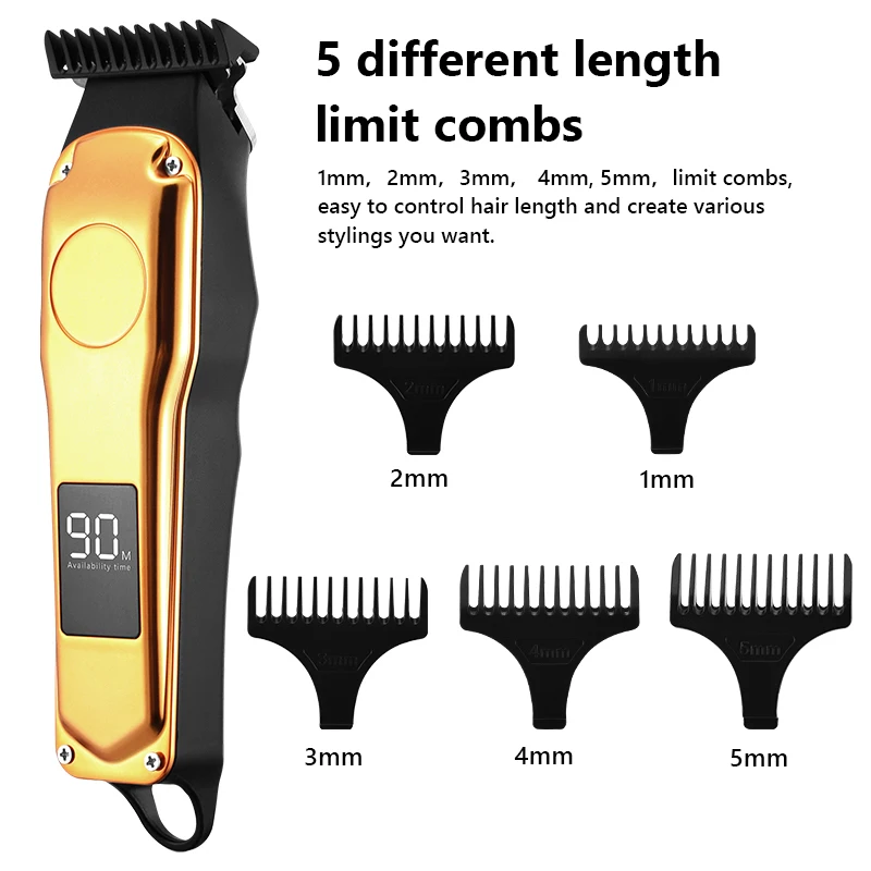 Professional Barber Hair Clipper Rechargeable Electric Cutting Machine Beard Trimmer Shaver Razor for Men Cutter